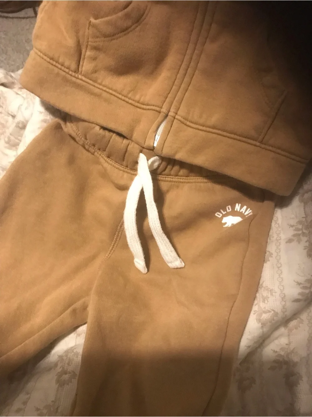 Old Navy Tan Fleece Jogger Set with Hoodie - Tan